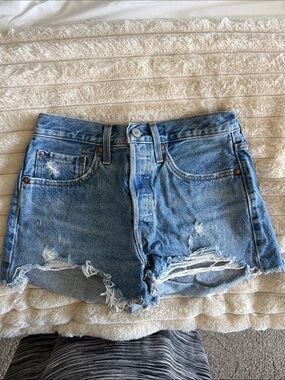 Levi's Light Blue Distressed Denim Shorts